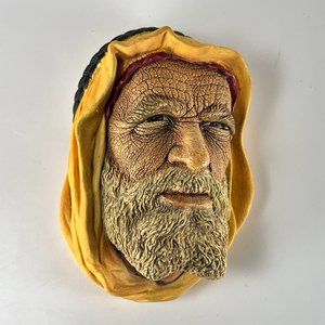 Vtg Bossons Chalkware The Syrian Character Head Wall Art England 1960